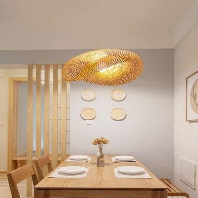 Κρεμαστικές λάμπες Βαμβούλο LED ταβάνι φώτα Ρατάνιο Pendant φως