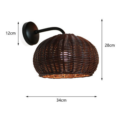 220V Rattan Wall Lamp σκιά χειροποίητο πλέξιμο αδιάβροχο για εξωτερικούς χώρους