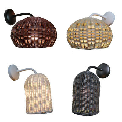 220V Rattan Wall Lamp σκιά χειροποίητο πλέξιμο αδιάβροχο για εξωτερικούς χώρους