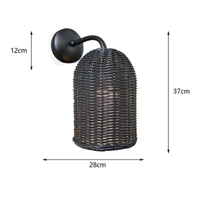 220V Rattan Wall Lamp σκιά χειροποίητο πλέξιμο αδιάβροχο για εξωτερικούς χώρους