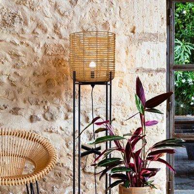 4 πόδια Wicker Rattan λάμπες δαπέδου για την ατμόσφαιρα του σαλονιού