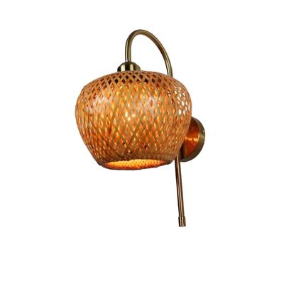 E27 LED Woven Bamboo Wall Lamp Sconce 3500K Για υπνοδωμάτιο μπάνιο