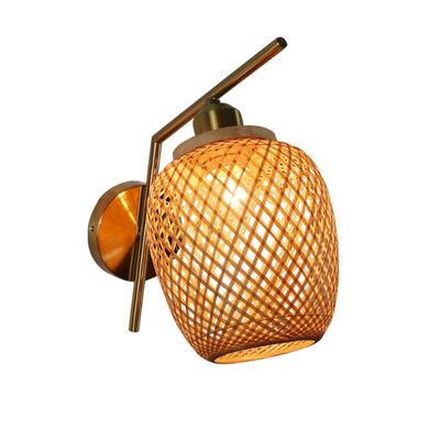 E27 LED Woven Bamboo Wall Lamp Sconce 3500K Για υπνοδωμάτιο μπάνιο