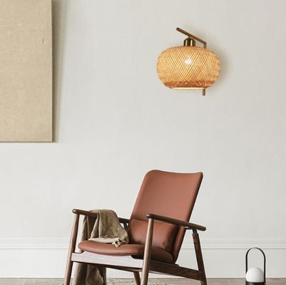 E27 LED Woven Bamboo Wall Lamp Sconce 3500K Για υπνοδωμάτιο μπάνιο