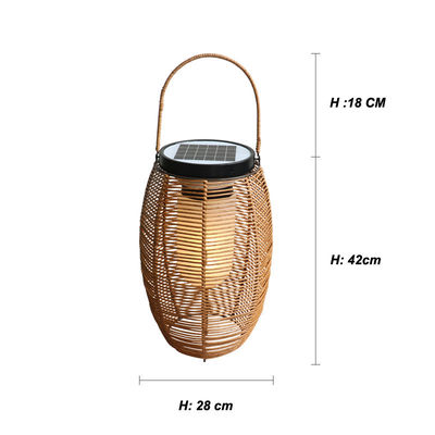 Εξωτερικά Rattan υφασμένα ηλιακά φώτα Φανάρι Αδιάβροχο για τοπίο κήπου