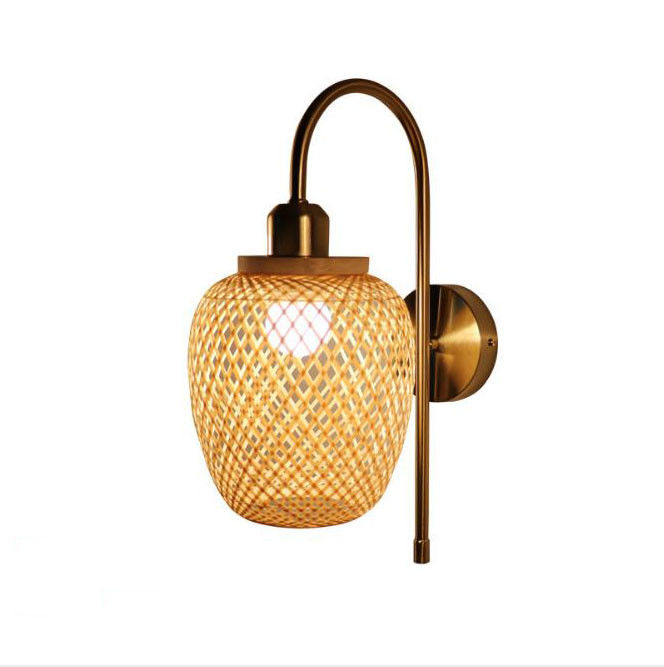 Nodic Woven Bamboo Rattan Wall Lights για διακόσμηση κοιτώνων και καθισμάτων