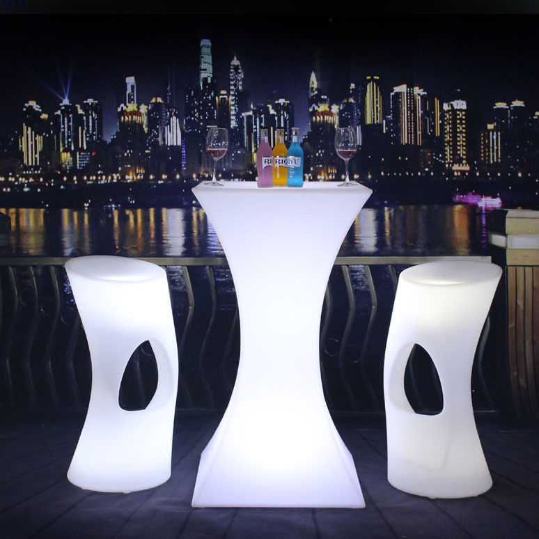 Σύγχρονο σχεδιασμό Square Set high bar cocktail λευκό PE πλαστικό led table